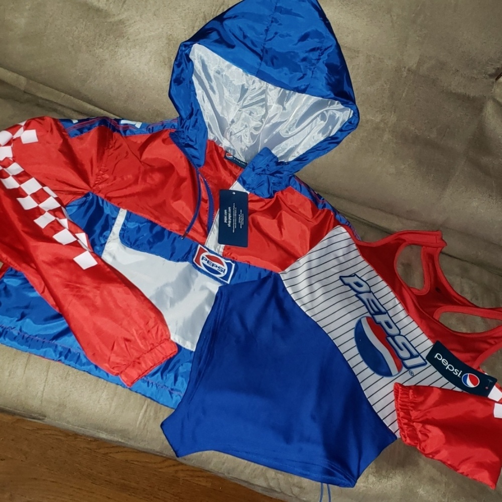 NWT Pepsi Bodysuit and Cropped Windbreaker